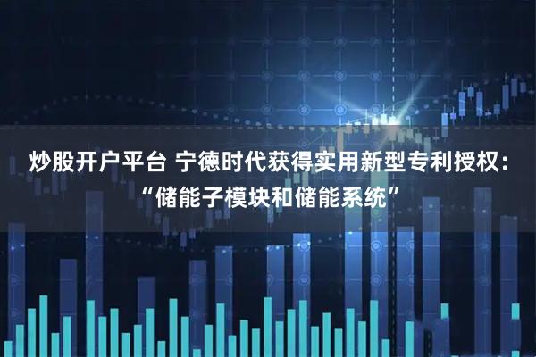 炒股开户平台 宁德时代获得实用新型专利授权：“储能子模块和储能系统”