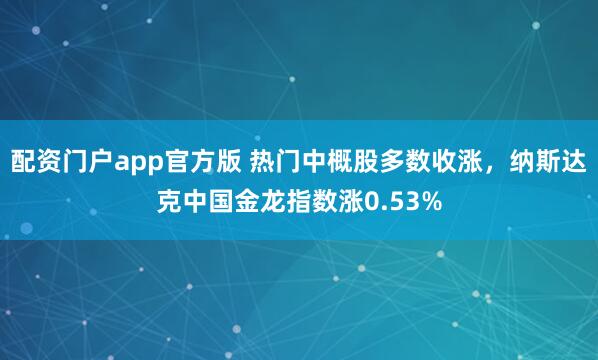 配资门户app官方版 热门中概股多数收涨，纳斯达克中国金龙指数涨0.53%